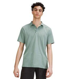 Lululemon Evolution Short Sleeve Polo Agile Stripe Tidewater Teal White